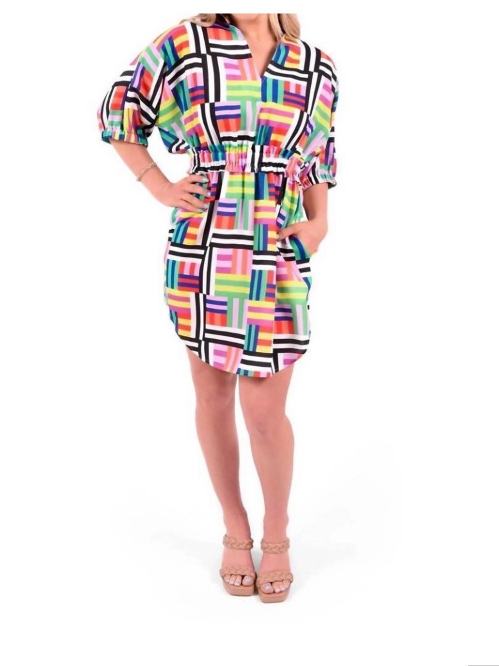 Emily McCarthy Palmer Dress Multicolor Geometric Mini Dress
